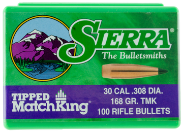 Sierra 7768 Tipped MatchKing 30 Cal .308 168gr Reloading Bullets - 100/Box