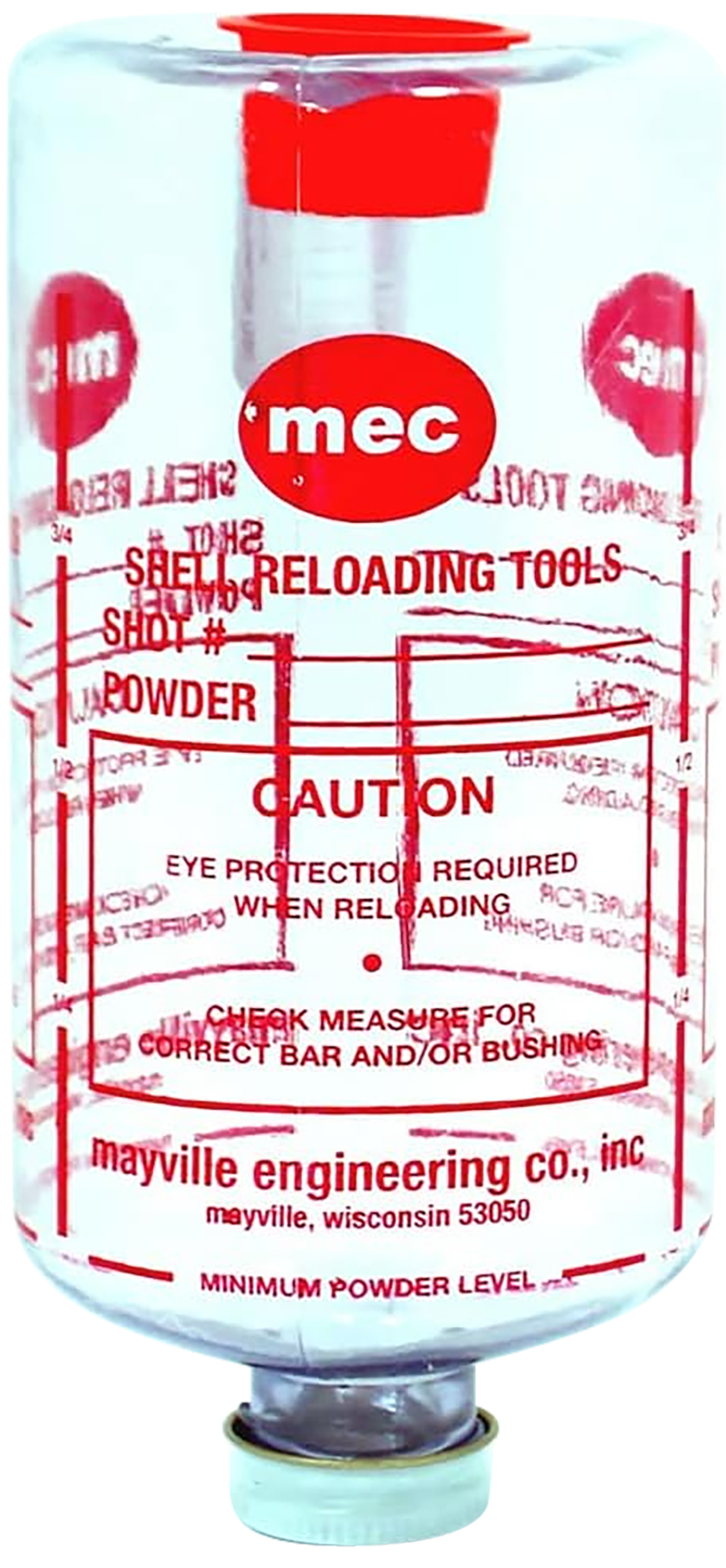 MEC 301L13X Replacement Powder/Shot Bottle Small Clear Hard Plastic