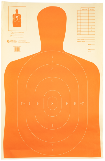 Action Target B-27E Orange Qualification Economy Silhouette Paper Hanging Target 23x35 100/Box