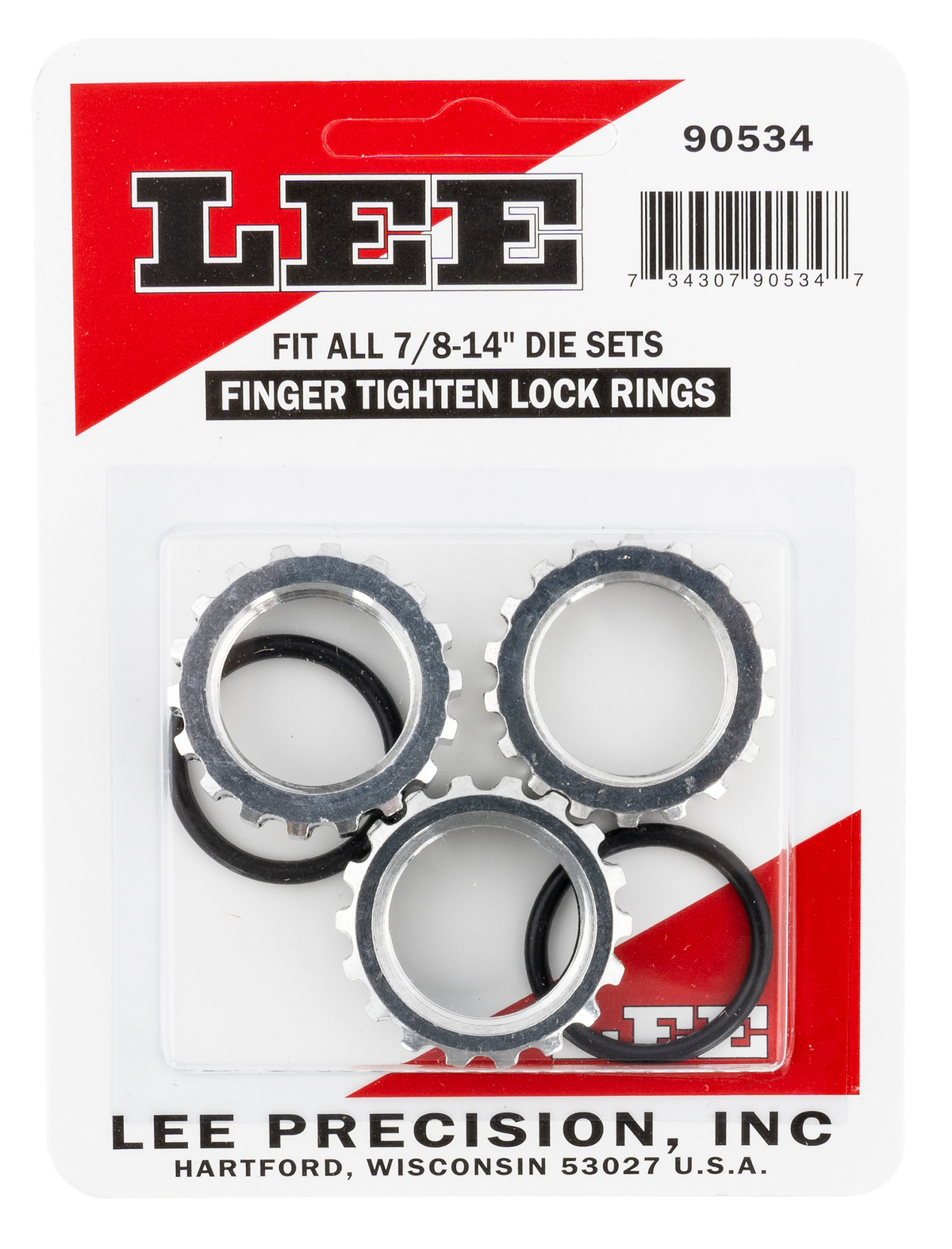 Lee 90534 Lock Die Rings 7/8"-14 3-Pack