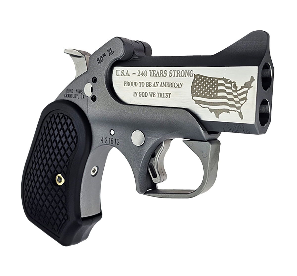 Bond Arms 30th Anniversary Rough Series 45 Colt/410 Bore 3" 2rd Break-Action Pistol - Engraved Rough Matte