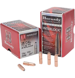 Hornady InterLock .25 Cal .257 117gr Round Nose - 100 Per Box