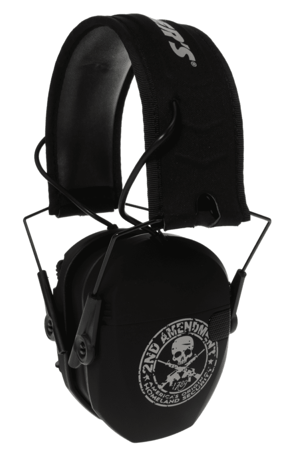 Walkers Game Ear Razor Slim Electronic Freedom Muff 23 dB Over the Head Black w/Distressed 2nd Amendment Polymer