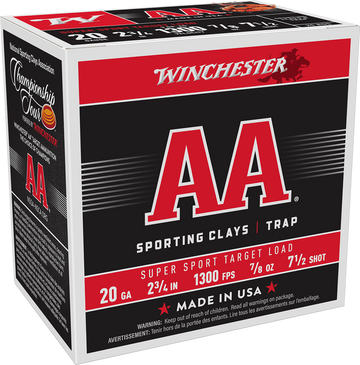 Winchester Ammo AA Super Sport Sporting Clay 20 Gauge 2.75" 7/8 oz 7.5 Shot - Box or Case