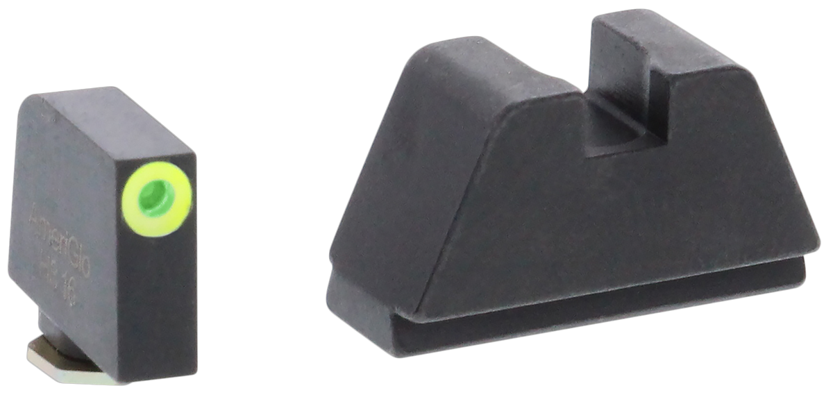 AmeriGlo GL681 Optic Compatible Sight Set for Glock 2XL Tall Green Tritium LumiGreen Outline Front / Black Rear