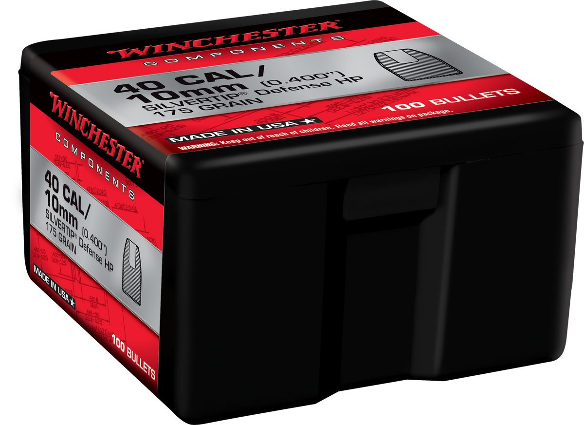 Winchester Ammo Silvertip 40 S&W 175gr Hollow Point Reloading Bullets - 100/Box