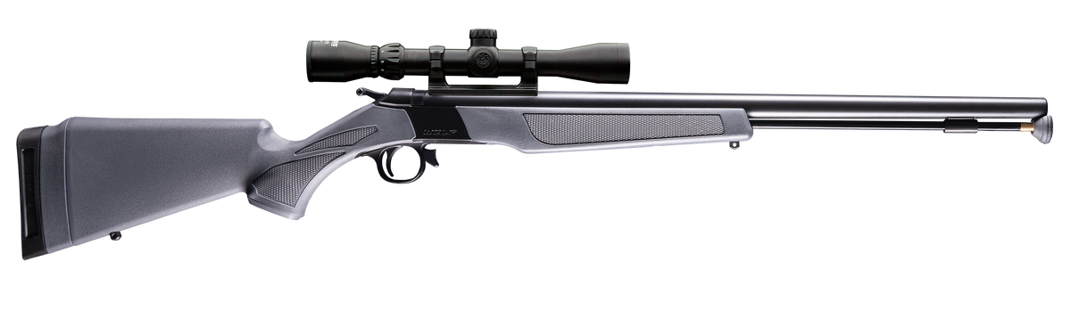 CVA Wolf .50 Cal 24" Break-Action Muzzleloader - Stealth Gray Synthetic Stock - KonusShot 3-9x32mm