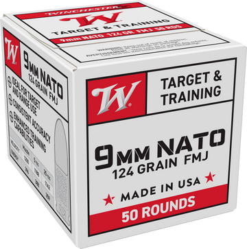 Winchester Ammo USA 9mm NATO 124gr Full Metal Jacket 50 Rd - Box or Case