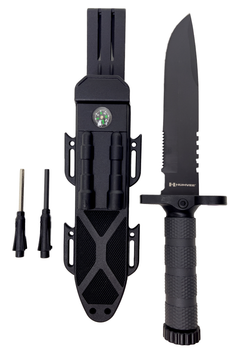 Humvee Accessories Next-Gen Survival Knife 7.50" Fixed Sawback Plain Edge - Black Handle