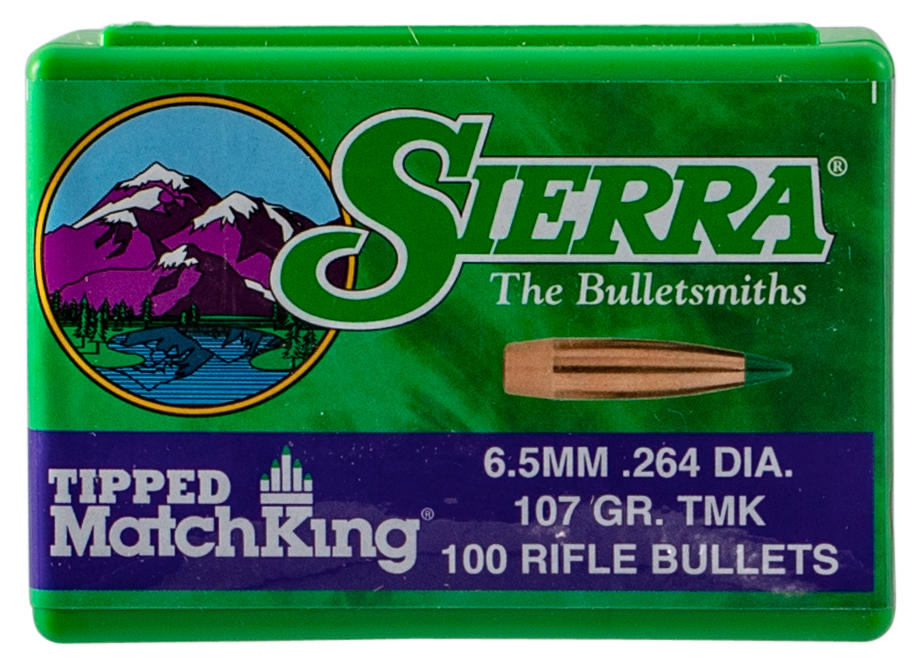 Sierra Tipped MatchKing 6.5 Creedmoor .264 107gr Polymer Tip Reloading Bullets - 100/Box