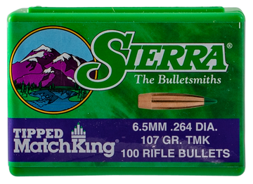 Sierra Tipped MatchKing 6.5 Creedmoor .264 107gr Polymer Tip Reloading Bullets - 100/Box