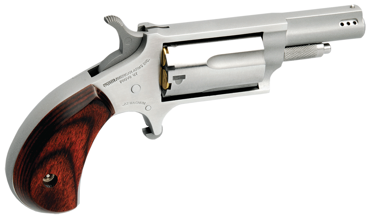 North American Arms 22MP Mini-Revolver 22 WMR 5-Shot 1.63" Ported Stainless Barrel Rosewood Birdshead Grip