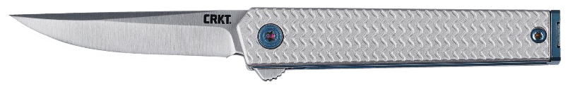 Columbia River CRKT 7081 CEO Microflipper 2.36" Folding Drop Point Plain Satin 12C27 Sandvik Silver Aluminum Handle