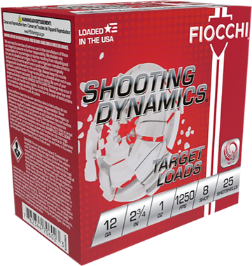 Fiocchi Shooting Dynamics 12 Gauge 2.75" 1oz #8 Lead Shot 25 Bx/10 Cs - Box or Case