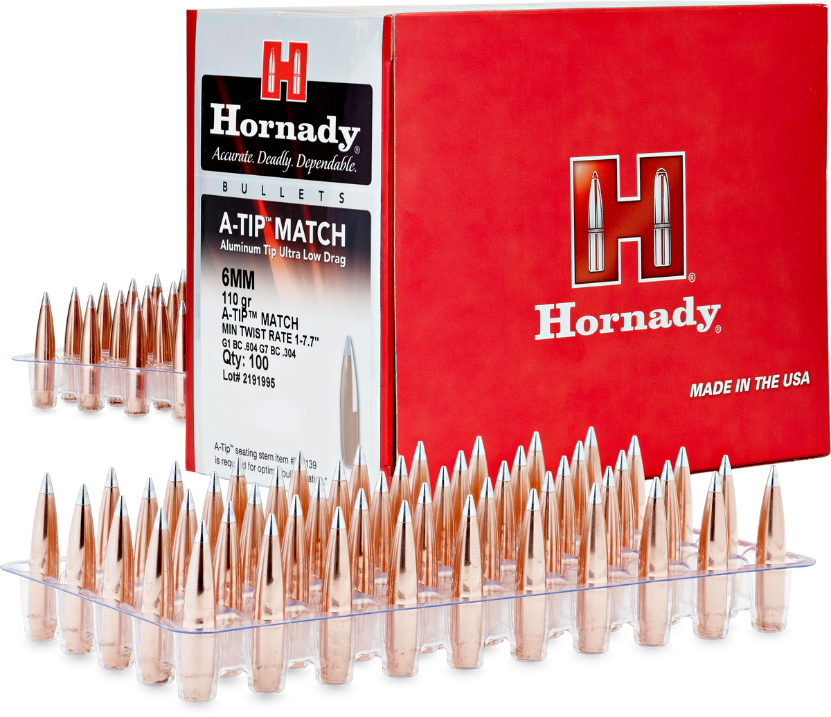 Hornady A-Tip Match 6mm .243 110gr Reloading Bullets - 500/Box