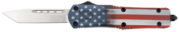 CobraTec Knives FS-3 American Flag Medium 3" OTF Tanto Plain D2 Satin Cerakoted Aluminum Handle