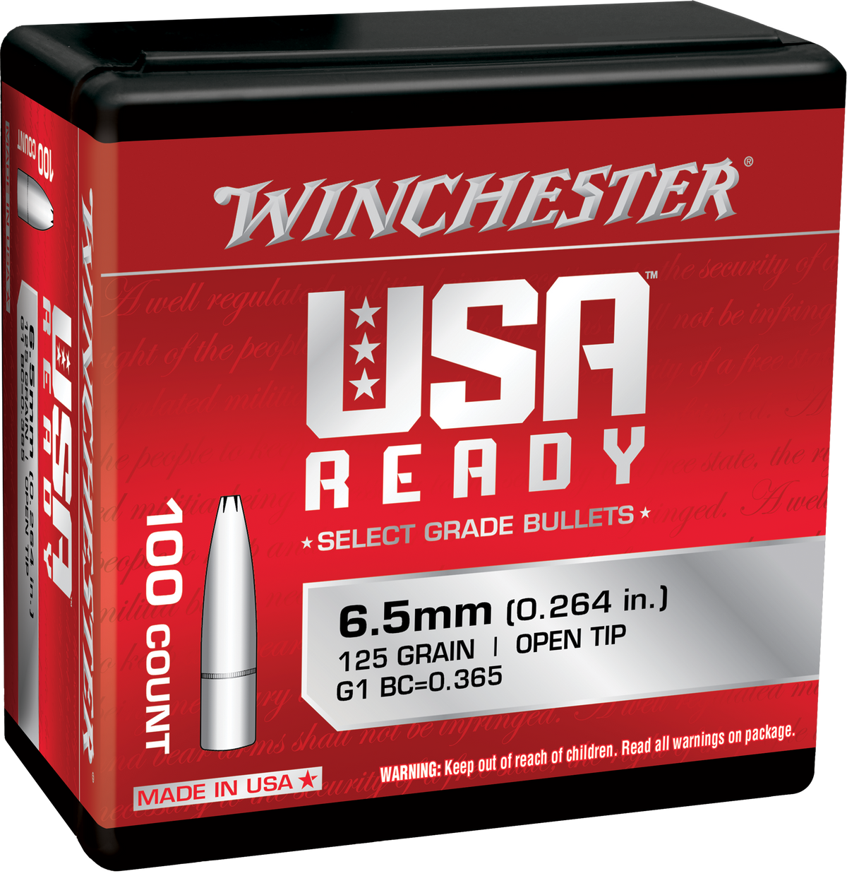 Winchester Ammo Centerfire Rifle 6.5 Creedmoor 125gr Open Tip Reloading Bullets 100/Box