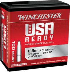 Winchester Ammo Centerfire Rifle 6.5 Creedmoor 125gr Open Tip Reloading Bullets 100/Box