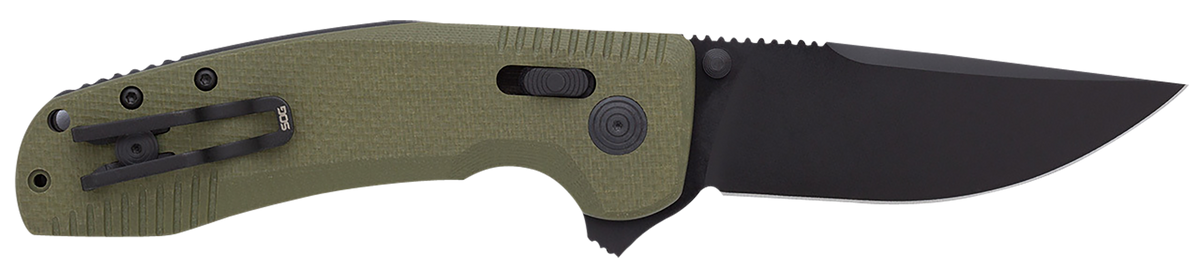 S.O.G SOG-TAC XR 3.39" Folding Clip Point Plain Cryo D2 Steel OD Green G10 Handle