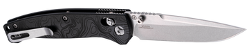 Hogue Mysto 3.40" Folding Clip Point Plain Edge Black Stonewashed CPM MagnaCut - Black Richlite Handle