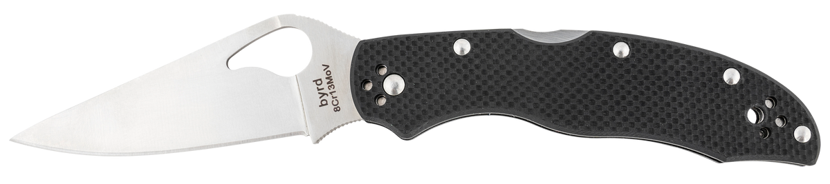 Spyderco Byrd Harrier 2 3.39" 8Cr13MoV Clip Point Plain Edge Black G10 Folding Knife
