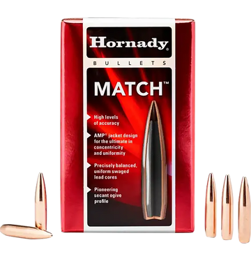 Hornady Match 6.5mm .264 140 gr BTHP Reloading Bullets - 100 Per Box