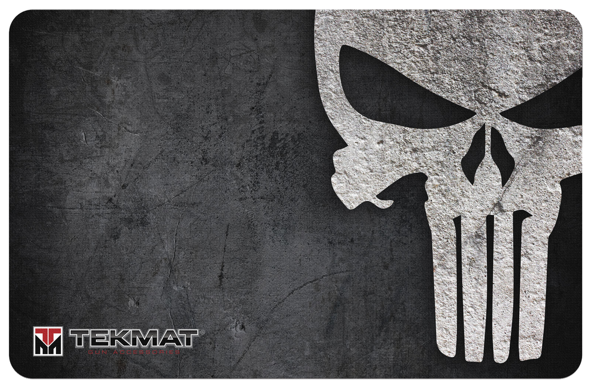 TekMat TEKR17PUNISHER Punisher Grunge Cleaning Mat 11" x 17" Rubber - Black/White