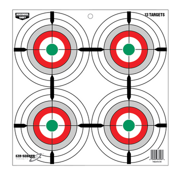 Birchwood Casey 37253 EZE-Scorer 12in Multi Bullseye Hanging Paper Target 13 Per Pack