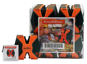 Accusharp 335CD SharpNEasy 2-Step Fine, Coarse Ceramic Stone Sharpener Plastic Handle Black/Orange
