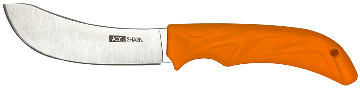 AccuSharp 732C Butcher 4" Fixed Blade Stainless Steel Plain Edge - Blaze Orange Rubber Handle