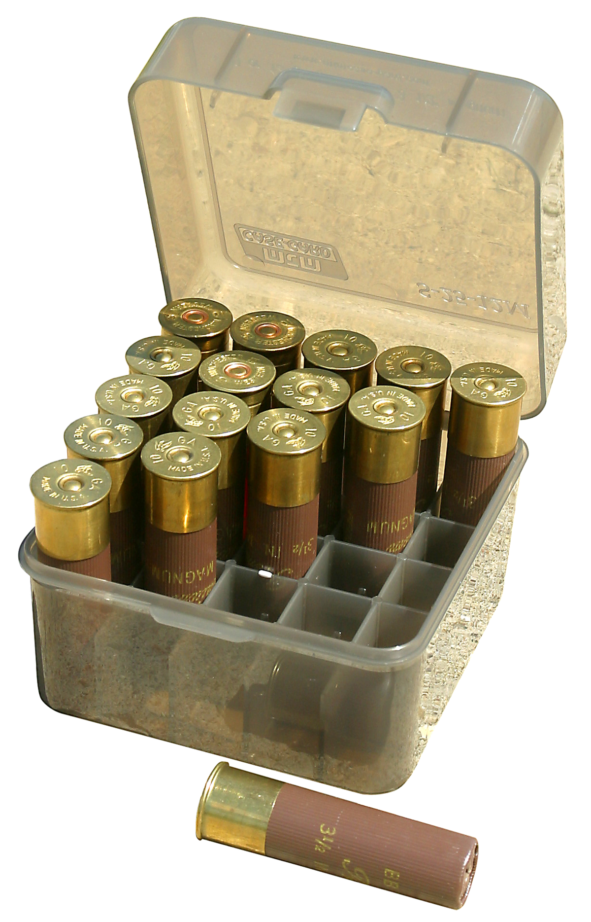 MTM Case-Gard S2512M41 Shotshell Box 10/12 Gauge 3.5" 25-Rd Flip-Top Clear Smoke