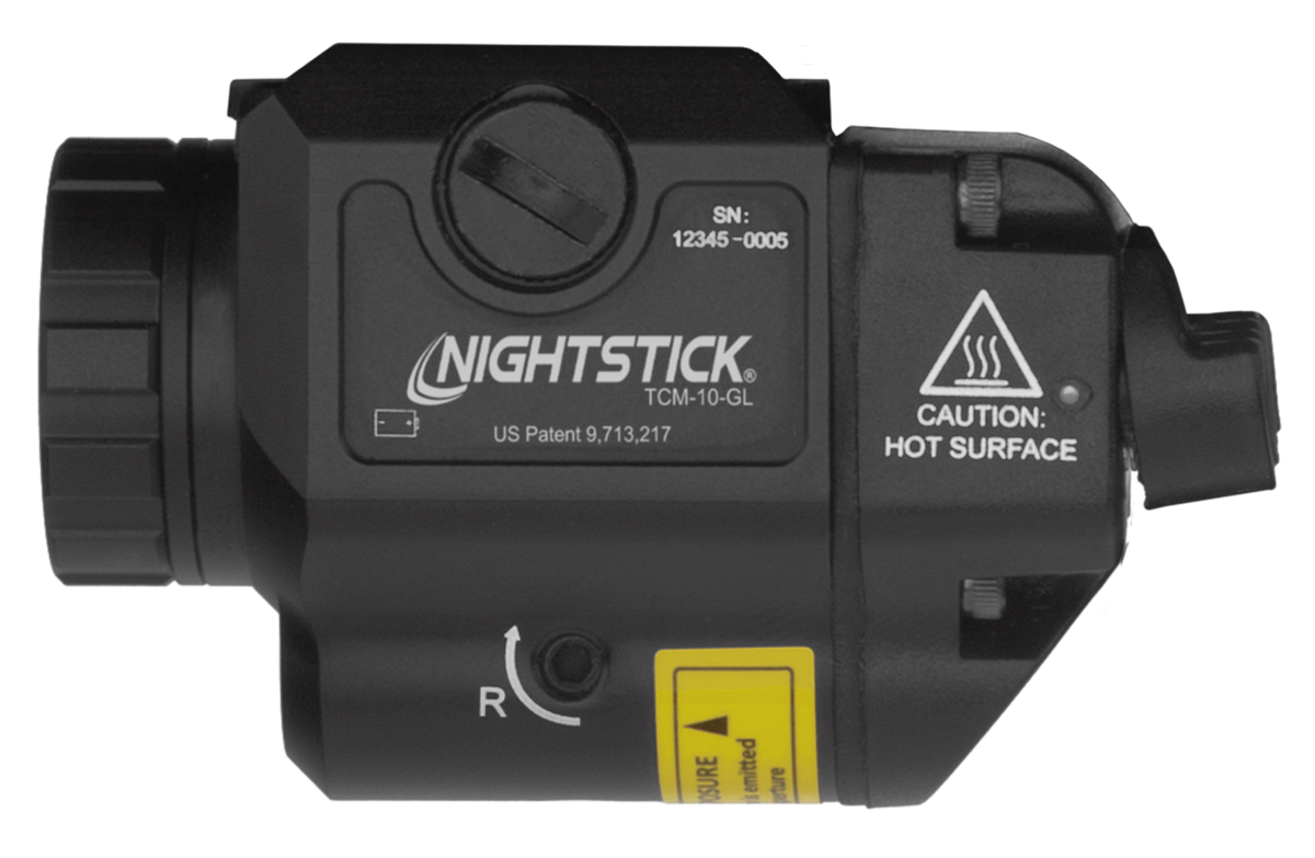 Nightstick TCM-10-GL Compact Weapon-Mounted Light with Green Laser 650 Lumens White LED Black Anodized