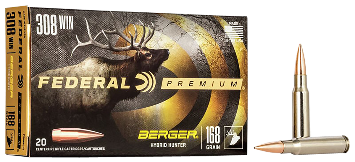 Federal Premium 308 Win 168 gr Berger Hybrid Hunter - Box or Case