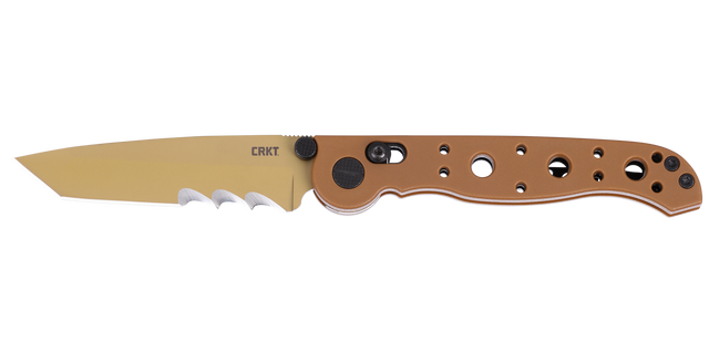 Columbia River M16-10XD 3.03" Folding Tanto Veff Serrated 8Cr14MoV Titanium Nitride Desert Tan GRN Crossbar Lock Knife