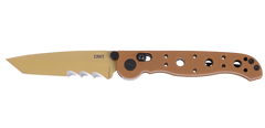 Columbia River M16-10XD 3.03" Folding Tanto Veff Serrated 8Cr14MoV Titanium Nitride Desert Tan GRN Crossbar Lock Knife