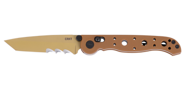 Columbia River M16-10XD 3.03" Folding Tanto Veff Serrated 8Cr14MoV Titanium Nitride Desert Tan GRN Crossbar Lock Knife