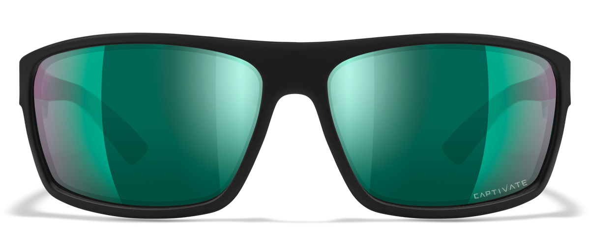 Wiley X Peak CAPTIVATE Polarized Green Mirror Lens Matte Black Frame Safety Glasses