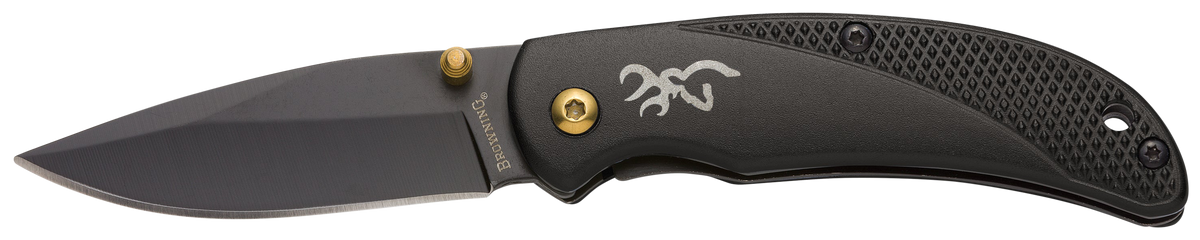Browning Prism 3 EDC Folding 2.38" Plain Black Oxide 7Cr17MoV SS Blade - Black Anodized Aluminum Handle
