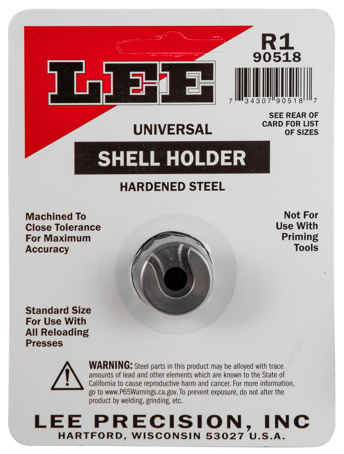 Lee Precision 90518 Universal Shell Holder #1R - 38 Special / 357 Mag