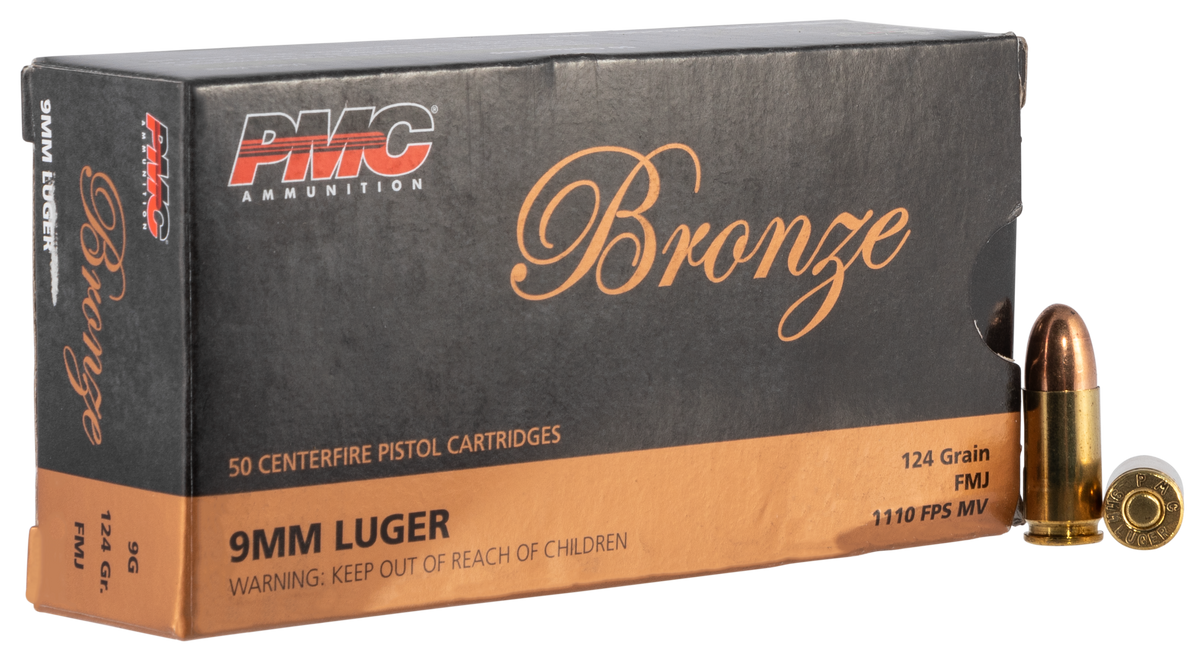 PMC 9G Bronze 9mm Luger 124gr Full Metal Jacket 50 Bx/20 Cs - Box or Case