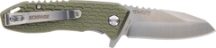 Schrade Tenacity Folding 2.5" Satin Modified Drop Point AUS-10A Part Serrated Green Aluminum
