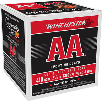 Winchester Ammo AA Super Sport Sporting Clay 410 Bore 2.5" 1/2 oz #8 Shot 25 Rd - Box or Case