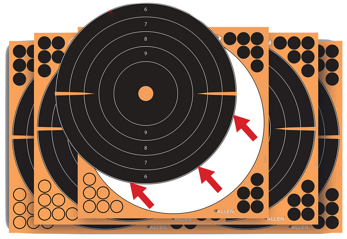 EZ-Aim Splash Reactive 12"x12" Bullseye Self-Adhesive Paper Target Black/Orange - 10 Pack
