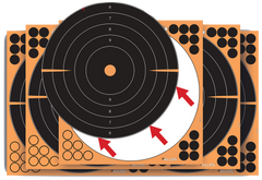EZ-Aim Splash Reactive 12"x12" Bullseye Self-Adhesive Paper Target Black/Orange - 10 Pack