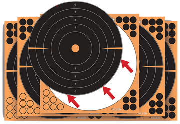 EZ-Aim Splash Reactive 12"x12" Bullseye Self-Adhesive Paper Target Black/Orange - 10 Pack