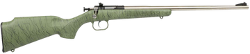 Crickett KSA2442 Youth 22 LR 16.13" 1-Rd Bolt Action Rifle - Stainless Barrel, Green/Black Webbing Synthetic Stock