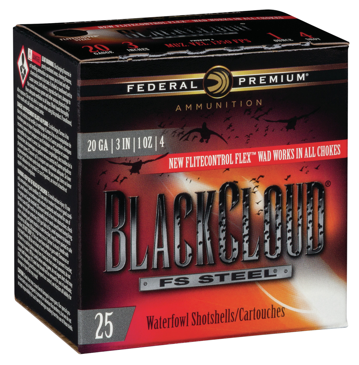Federal Premium Black Cloud FS 20 Gauge 3" 1 oz #4 Steel Shot 25 Rd - Box or Case