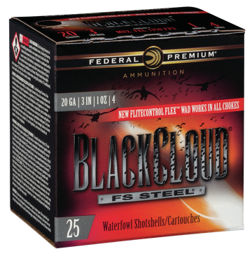 Federal Premium Black Cloud FS 20 Gauge 3" 1 oz #4 Steel Shot 25 Rd - Box or Case