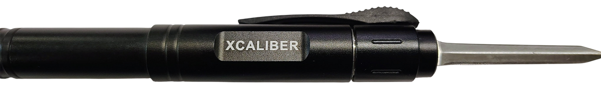 Xcaliber Knife Company Pen Knife 1.70" OTF Dagger 440C SS - Black Aluminum Handle