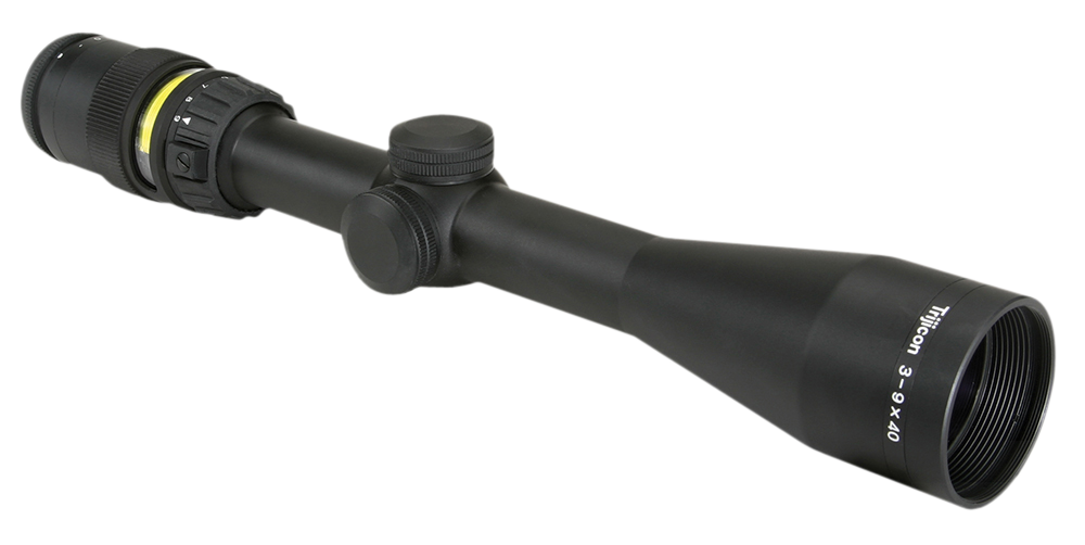 Trijicon AccuPoint 3-9x40mm 1" Tube Illuminated Amber Triangle Post Riflescope - Black Hardcoat Anodized